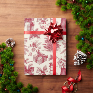 Papier Cadeau Vintage Red & White Christmas Elegant  