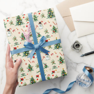 Papier Cadeau Vintage Retro Festif de Noël