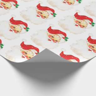 Papier Cadeau Vintage Retro Jolly Vieux Père Noël Motif