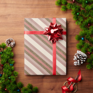 Papier Cadeau Vintage rose diagonale de Noël