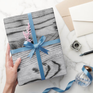Papier Cadeau Vintage rustique gris noir bois brûlé