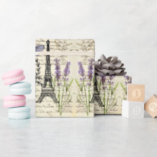 Papier Cadeau vintage rustique tour Eiffel française fête à Pari