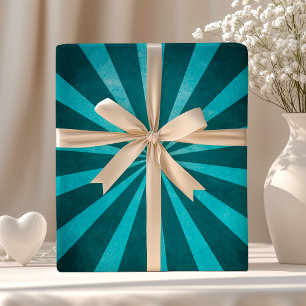 Papier Cadeau Vintage Rustique Turquoise Blue Starburst Motif