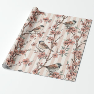Papier Cadeau Vintage Sakura Cerry Blossom & Bird Esthétique 6