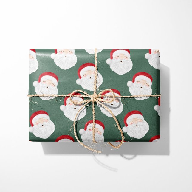 Papier Cadeau Vintage Santa Claus Green (Créateur téléchargé)