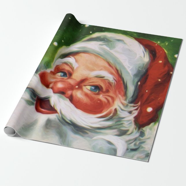 Papier Cadeau Vintage Santa Face 1 (Déroulé)