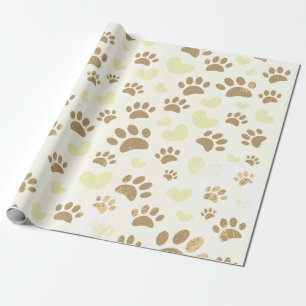 Papier Cadeau Vintage Séphia Chien Déchiré Empreintes de patt