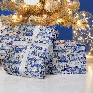Papier Cadeau Vintage Simple Classic Cute Merry Christmas Town  
