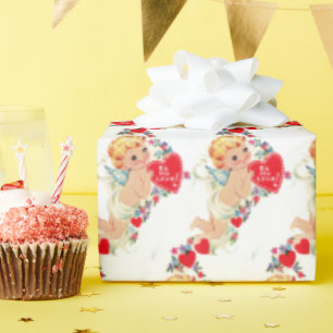 Papier Cadeau Vintage Valentine Cherub Angel Be My Love