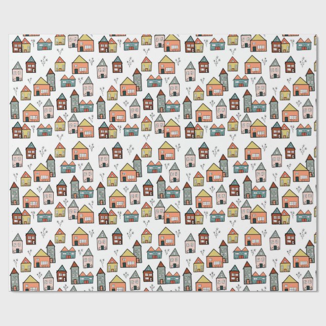 Papier Cadeau vintage village (Plat)