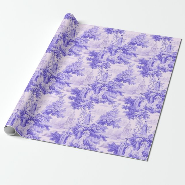 Papier Cadeau Vintage violet toile de joie (Déroulé)