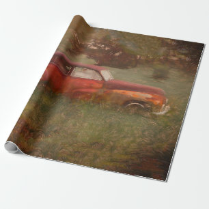 Papier Cadeau Vintage voiture rouge antique Vieux Russe Art Déc