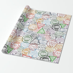 Papier Cadeau Vintage voyage/Timbres