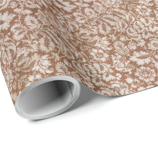 Papier Cadeau Vintage William Morris Floral vénitien Brown Blanc