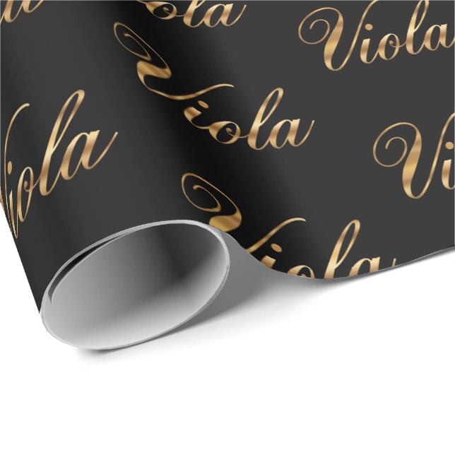 Papier Cadeau Viola gold Design Lettering (Coin rond)