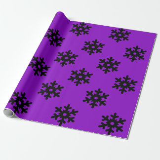 Papier Cadeau Violet avec des flocons de neige noirs