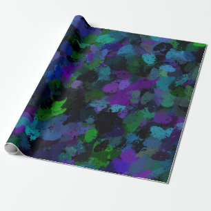 Papier Cadeau Violet, Bleu et Abstrait Noir