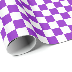 Papier Cadeau Violet et Blanc à Carreaux