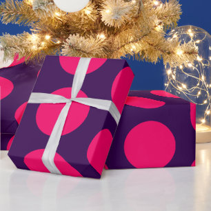 Papier Cadeau violet et rose chaud à pois pour anniversaire