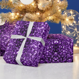 Papier Cadeau Violet foncé faux paillettes brillantes scintillen