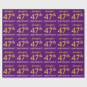 Papier Cadeau Violet, imitation or look "47ème ANNIVERSAIRE"