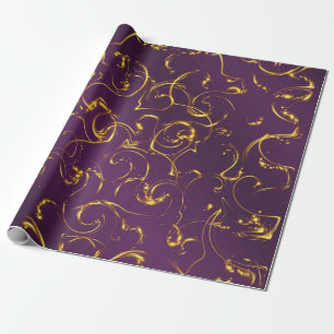 Papier Cadeau violet, lilas, or, or, vibes, abstrait,