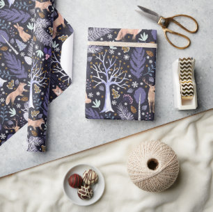 Papier Cadeau Violet/or de bois d'hiver ID785