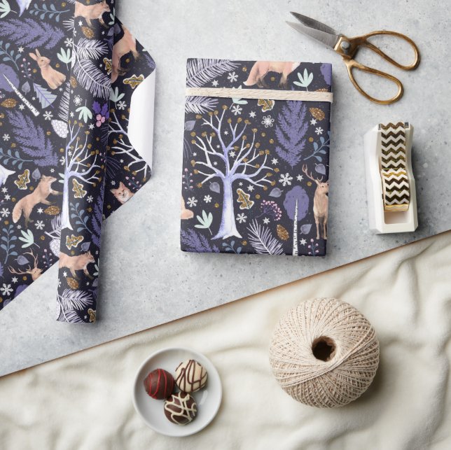 Papier Cadeau Violet/or de bois d'hiver ID785 (Artisanat)