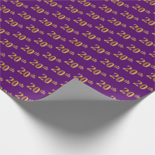 Papier Cadeau Violet, Or Faux 20ème (Vingtième) Événement