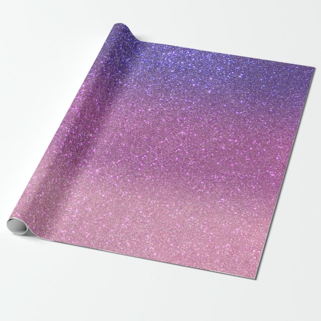 Papier Cadeau Violet Princesse Blush Pink Triple Glitter ombre (Déroulé)