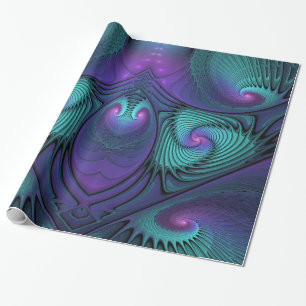 Papier Cadeau Violet rencontre Turquoise moderne art fractal abs