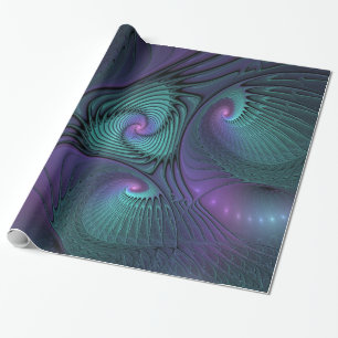 Papier Cadeau Violet rencontre Turquoise moderne art fractal abs