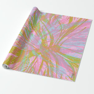 Papier Cadeau Violet rose papillon Abstrait or