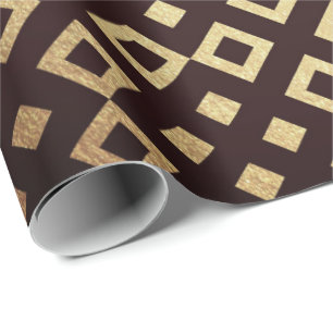 Papier Cadeau Vip Maroon d'or Art Déco Carré géométrique