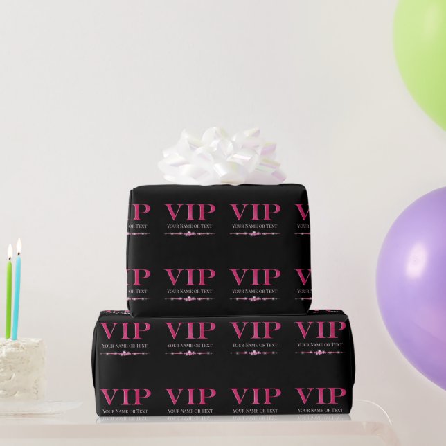 Papier Cadeau VIP rose glamour sur noir (Cadeaux de fête)