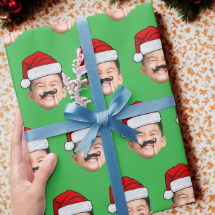 Papier Cadeau Visage avec chapeau de Père Noël