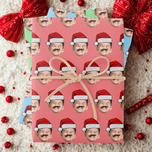 Papier Cadeau Visage Chapeau de Père Noël, Visage