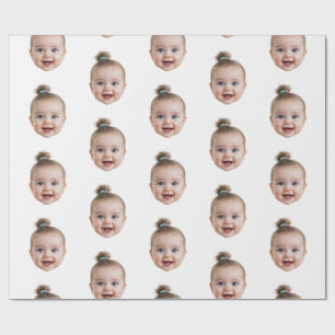 Papier Cadeau Visage de bébé mignon personnalisé Photo Maman Pap