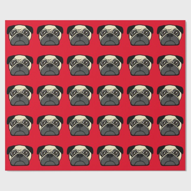 Papier Cadeau Visage de carlin (Plat)