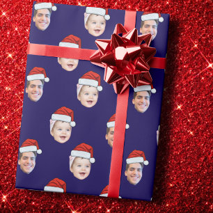 Papier Cadeau Visage de chapeau de Père Noël personnalisé