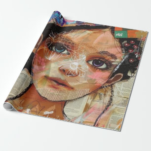 Papier Cadeau Visage de collage de scrapbook vintage (1)