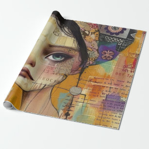 Papier Cadeau Visage de collage de scrapbook vintage (4)