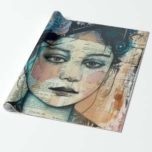 Papier Cadeau Visage de collage de scrapbook vintage (7)