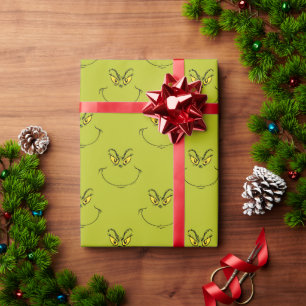 Papier Cadeau Visage de Grinch qui a volé Noël
