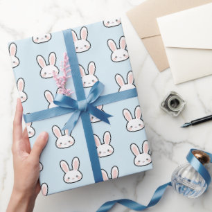 Papier Cadeau Visage de lapin blanc motif de visage de lapin mig