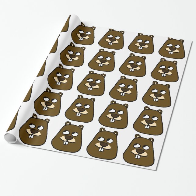 Papier Cadeau Visage de marmotte (Déroulé)