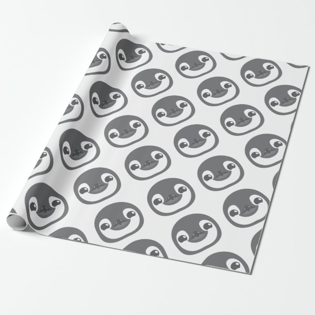 Papier Cadeau visage de pingouin de bébé (Déroulé)