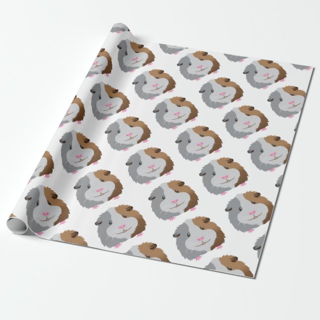Papier Cadeau visage mignon de cobaye (Déroulé)