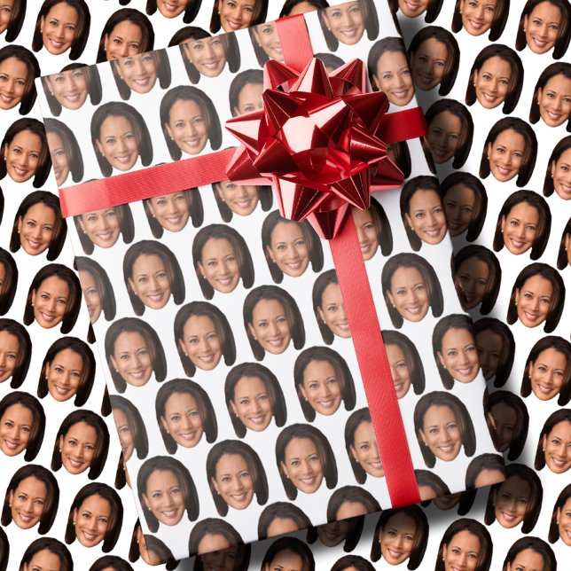 Papier Cadeau Visage personnalisé Kamala Harris (Créateur téléchargé)