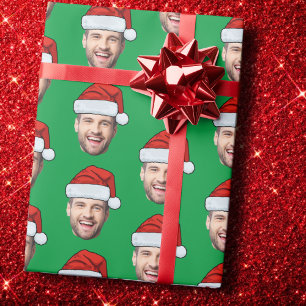 Papier Cadeau Visage personnalisé Santa Hat Cadeau Envelopper de